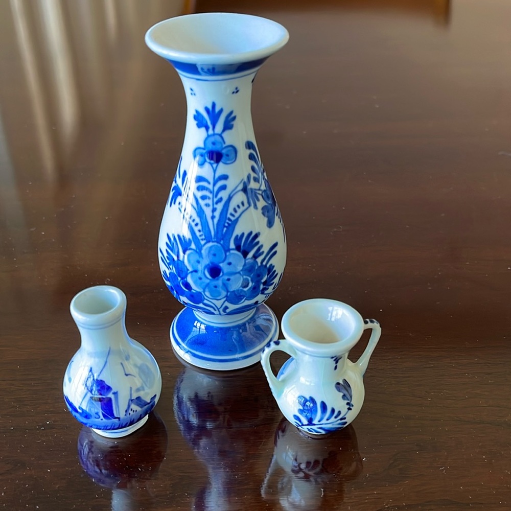 Mini delft cases Blue and White Floral Ceramic Vase Set - Home Accents
